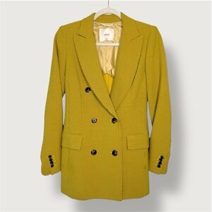 Wilfred | Margaux Blazer | 00 | Yellow Check Pattern | Double Breast | Classic